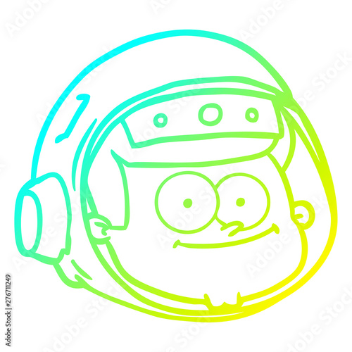 cold gradient line drawing cartoon astronaut face