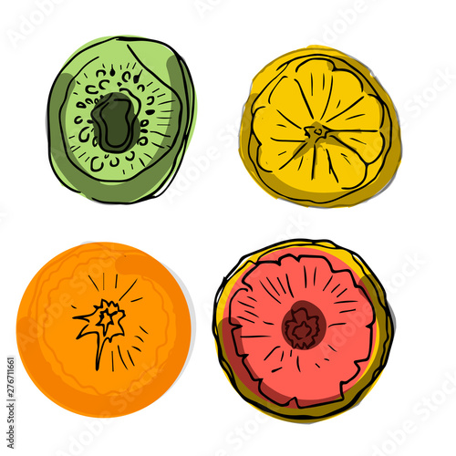 Background from many different exotic fruits