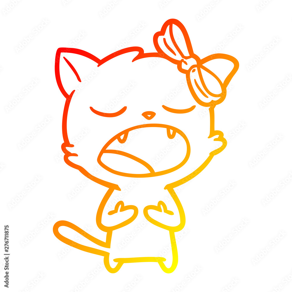 warm gradient line drawing cartoon cat meowing warm gradient line drawing cartoon cat meowing