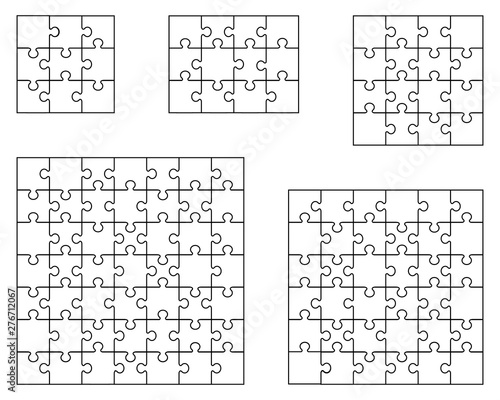 Vector illustration of white puzzle, separate pieces