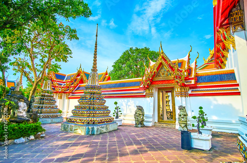 The gates to Phra Rabiang cloister of Wat Pho complex in Bangkok, Thailand photo