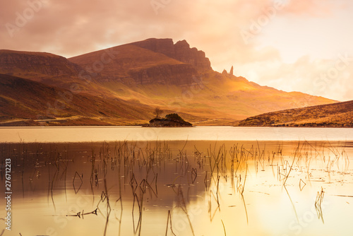 Isle of Skye landscape - Old Man of Storr - mountains reflection in lake