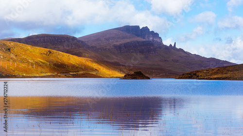 Isle of Skye landscape - Old Man of Storr - mountains reflection in lake