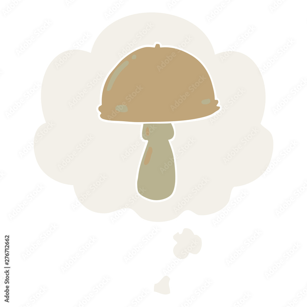 cartoon mushroom and thought bubble in retro style cartoon mushroom and thought bubble in retro style