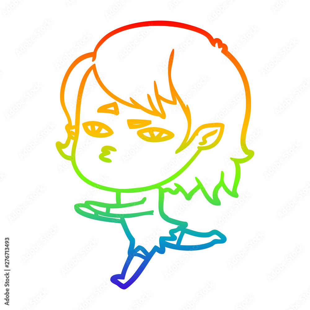 rainbow gradient line drawing cartoon vampire girl rainbow gradient line drawing cartoon vampire girl