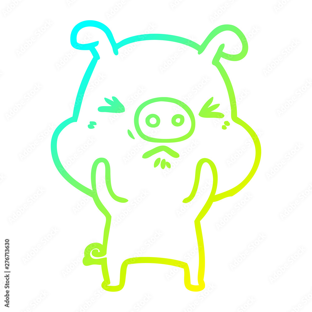 cold gradient line drawing cartoon angry pig cold gradient line drawing cartoon angry pig