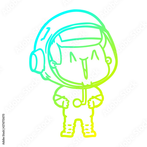 cold gradient line drawing happy cartoon astronaut