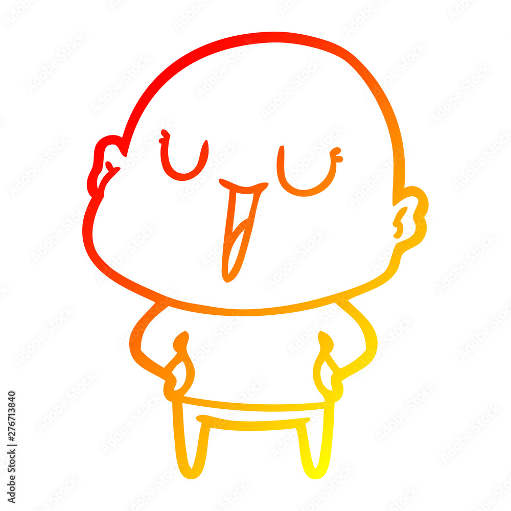 warm gradient line drawing happy cartoon bald man warm gradient line drawing happy cartoon bald man