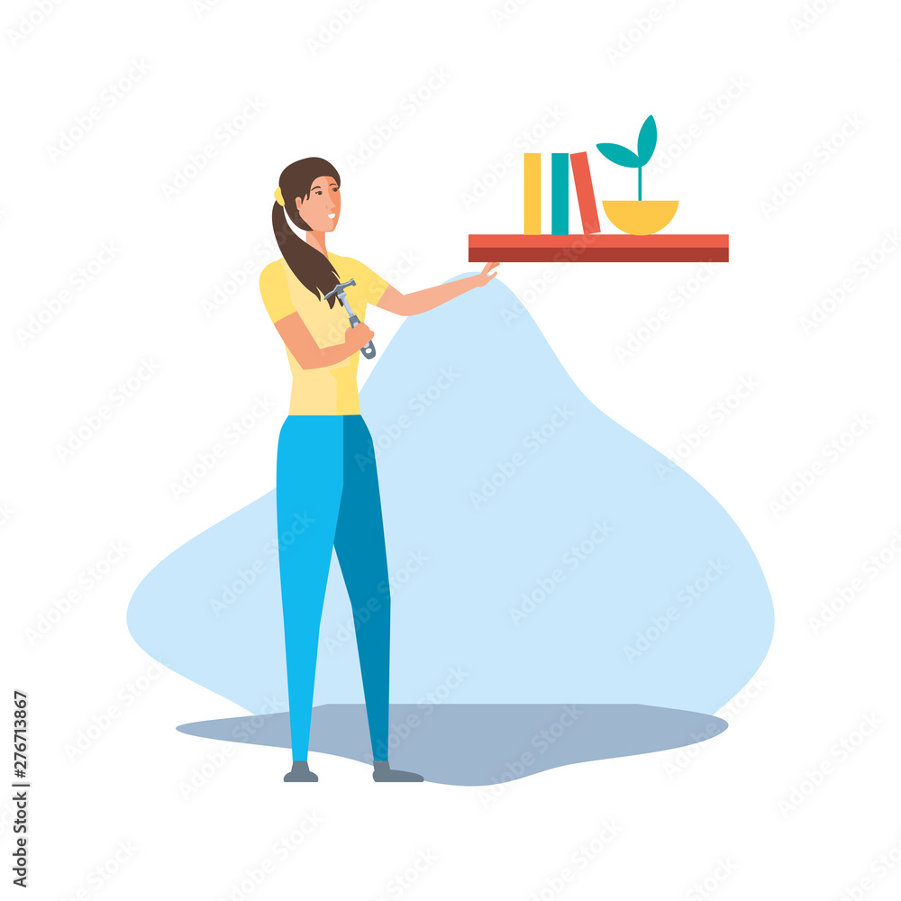 Fototapeta premium Isolated avatar woman and shelf design