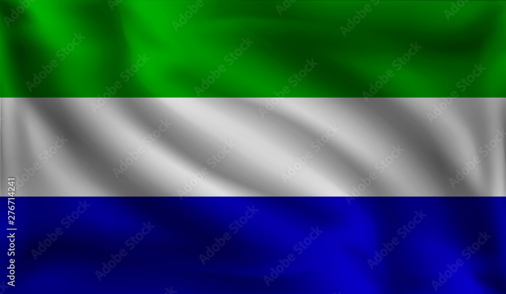 Waving Sierra Leone flag, the flag of Sierra Leone, vector illustration