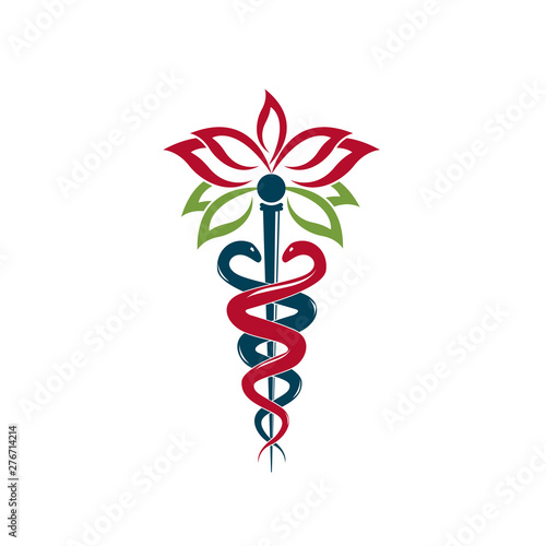 Caduceus medical symbol, graphic vector