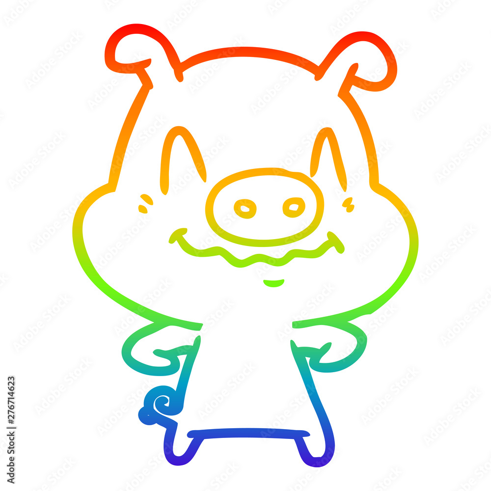rainbow gradient line drawing nervous cartoon pig rainbow gradient line drawing nervous cartoon pig