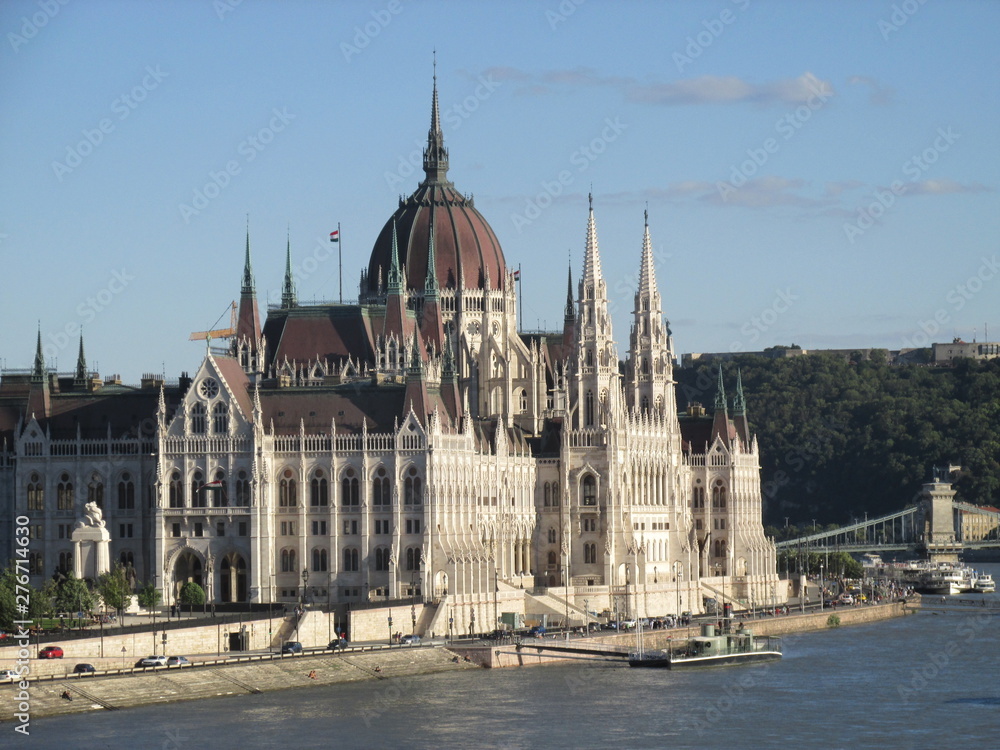 View of Országház (Hungarian Parliament) in Budapest, Hungary View of Országház (Hungarian Parliament) in Budapest, Hungary