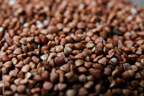 Close-up of Buckwheat Seeds, food Background