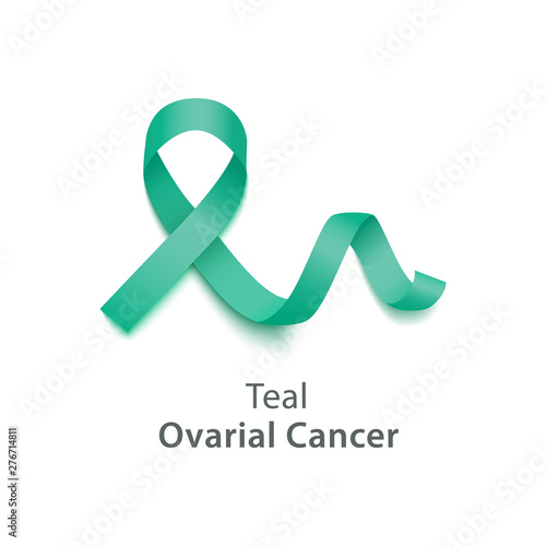 Teal color curly ribbon or loop in realistic style