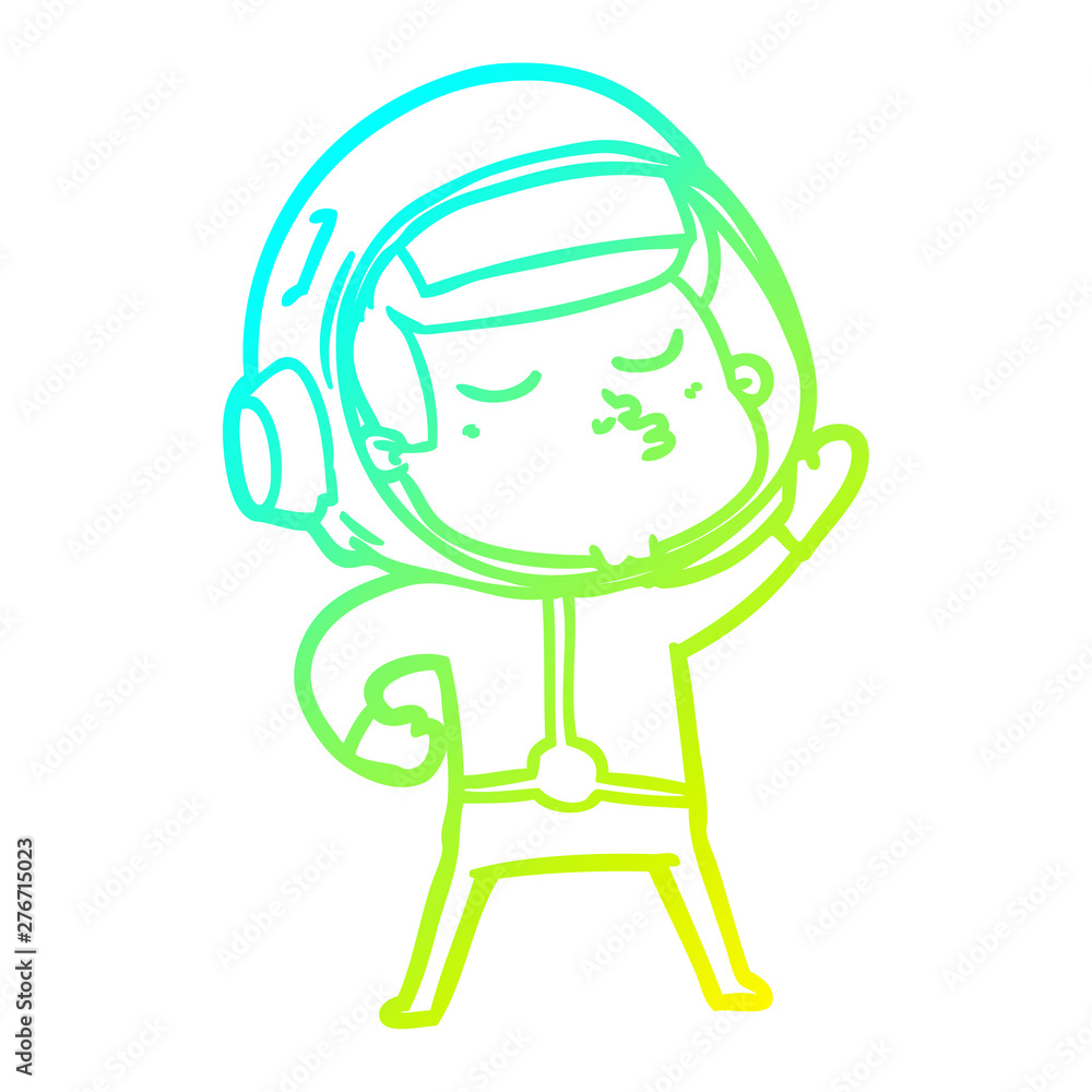 cold gradient line drawing cartoon confident astronaut cold gradient line drawing cartoon confident astronaut