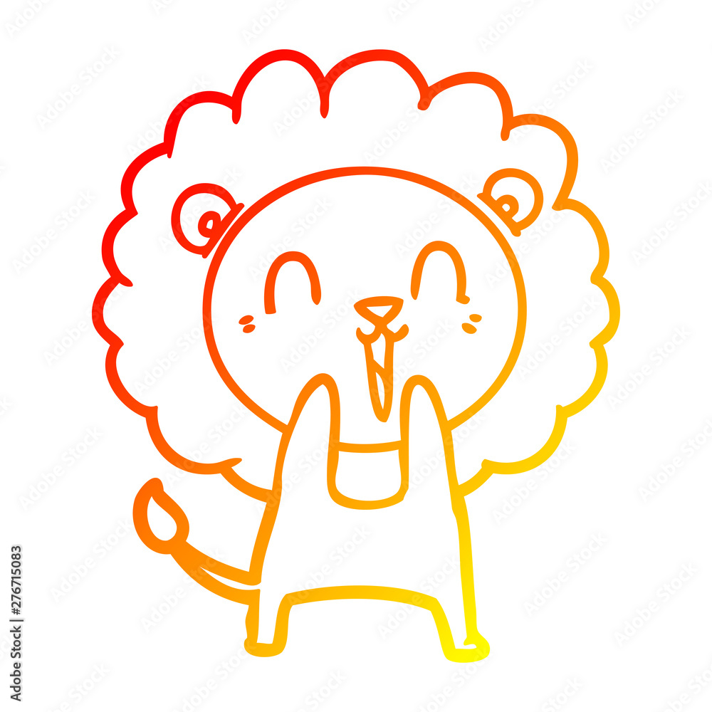 warm gradient line drawing laughing lion cartoon warm gradient line drawing laughing lion cartoon
