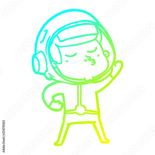 cold gradient line drawing cartoon confident astronaut