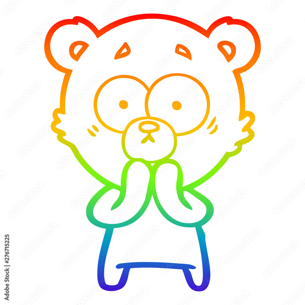 rainbow gradient line drawing worried bear cartoon rainbow gradient line drawing worried bear cartoon