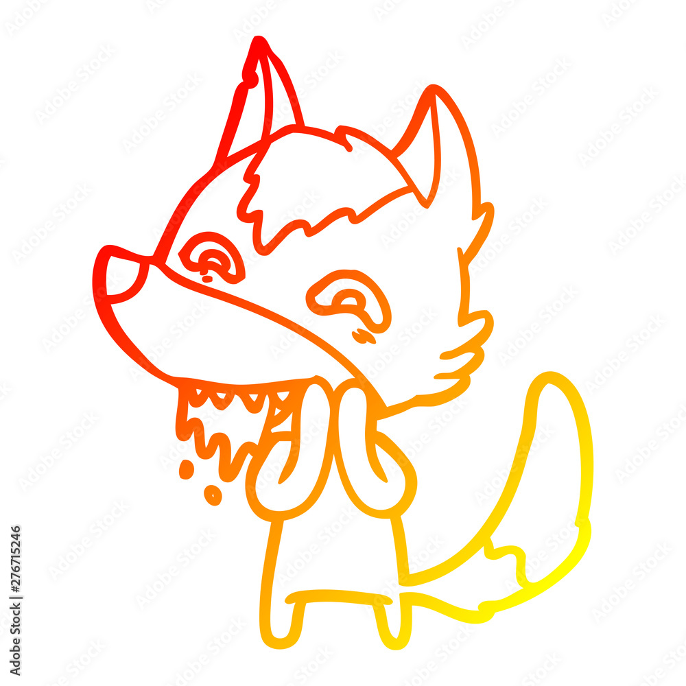 warm gradient line drawing cartoon hungry wolf warm gradient line drawing cartoon hungry wolf
