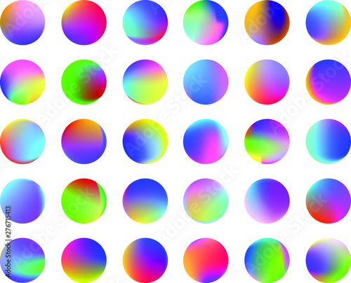 Set of round Vector Gradient. Multicolor Sphere. Modern abstract background texture. Template for design. Isolated objects.