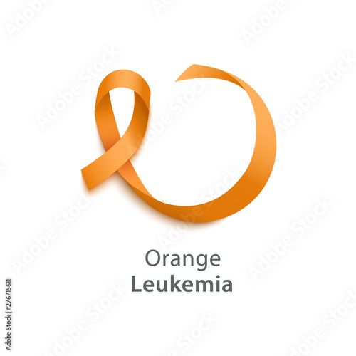 Vector Orange ribbon as symbol of Animal Abuse, leukemia awareness, kidney cancer association, multiple sclerosis