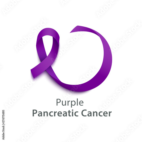 Purple ribbon the icon of pancreatic cancer awareness realistic vector isolated.
