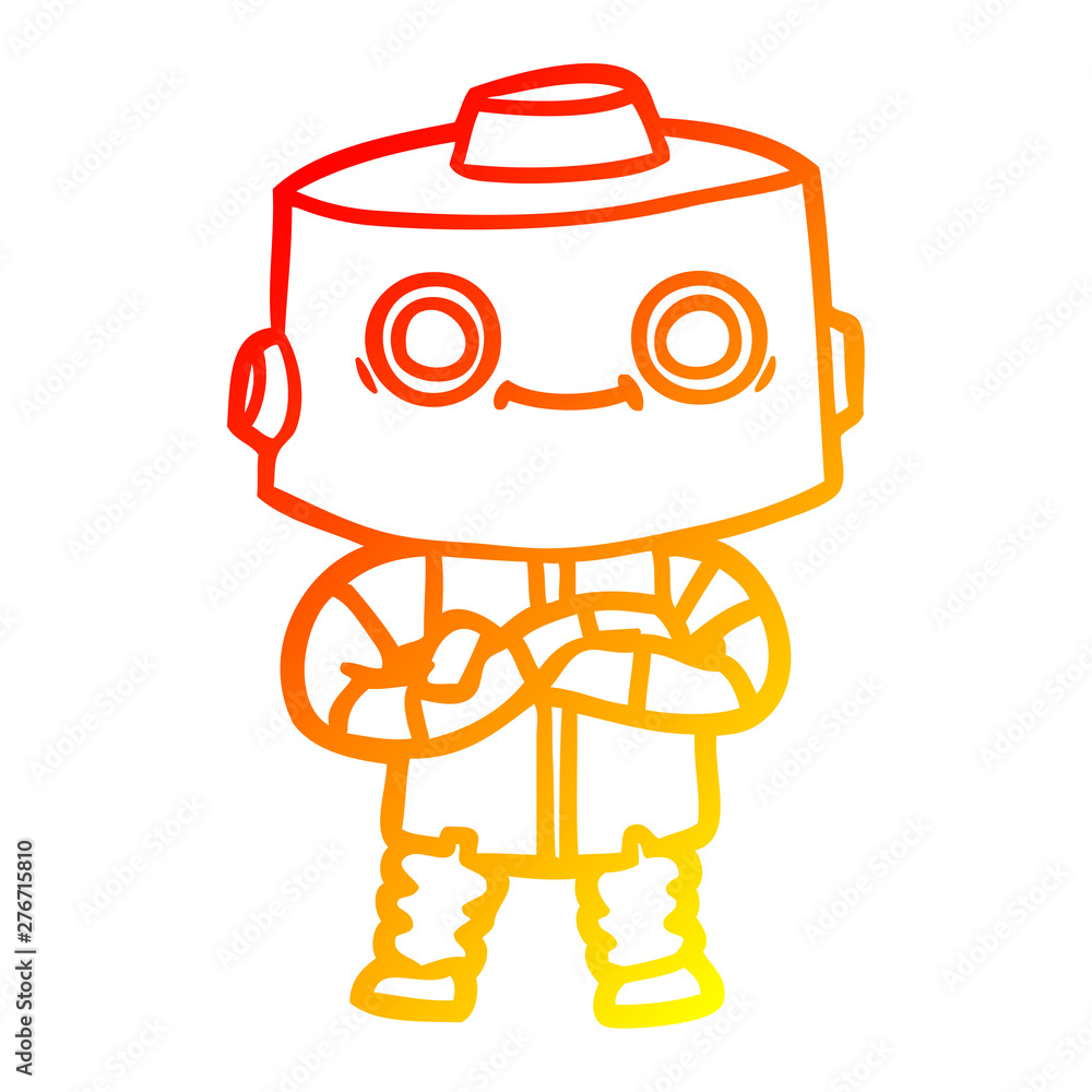 Naklejka premium warm gradient line drawing cartoon robot