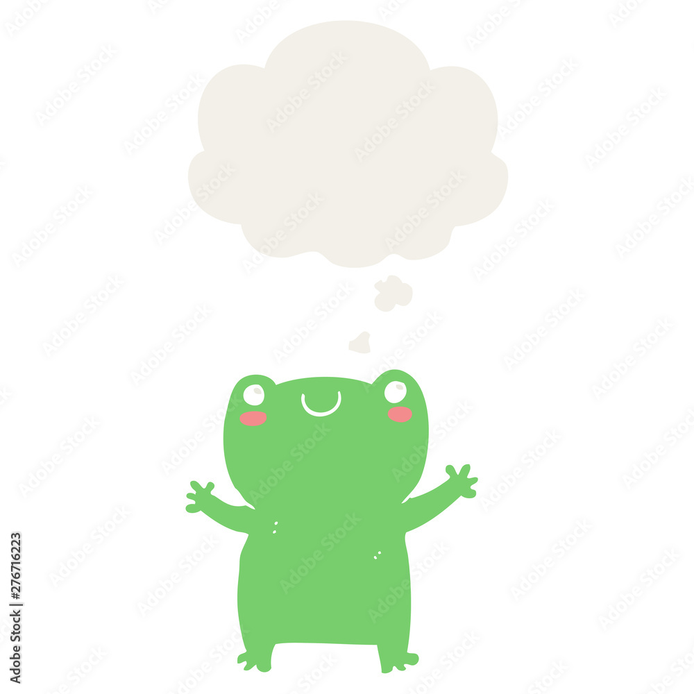 cute cartoon frog and thought bubble in retro style cute cartoon frog and thought bubble in retro style