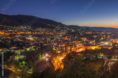 Obraz na płótnie Night panorama of the city of Sarajevo, Bosnia and Herzegovina w salonie