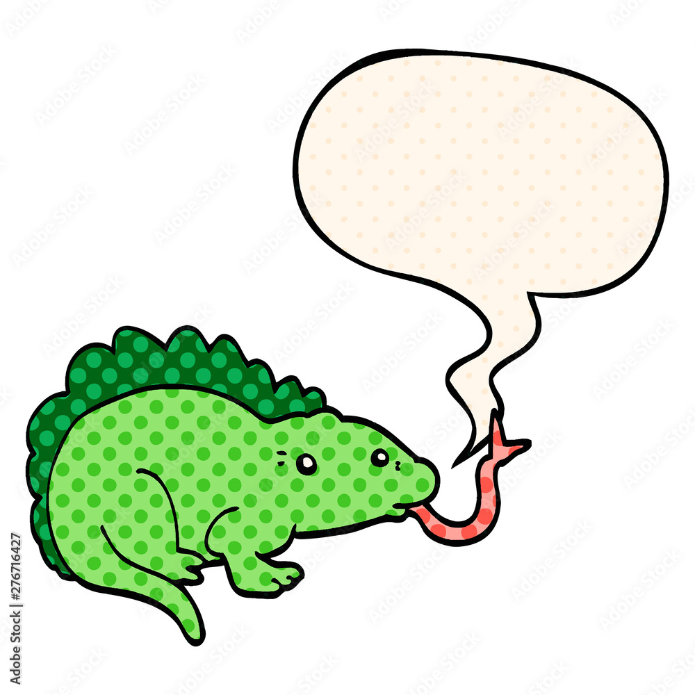 cartoon lizard and speech bubble in comic book style cartoon lizard and speech bubble in comic book style