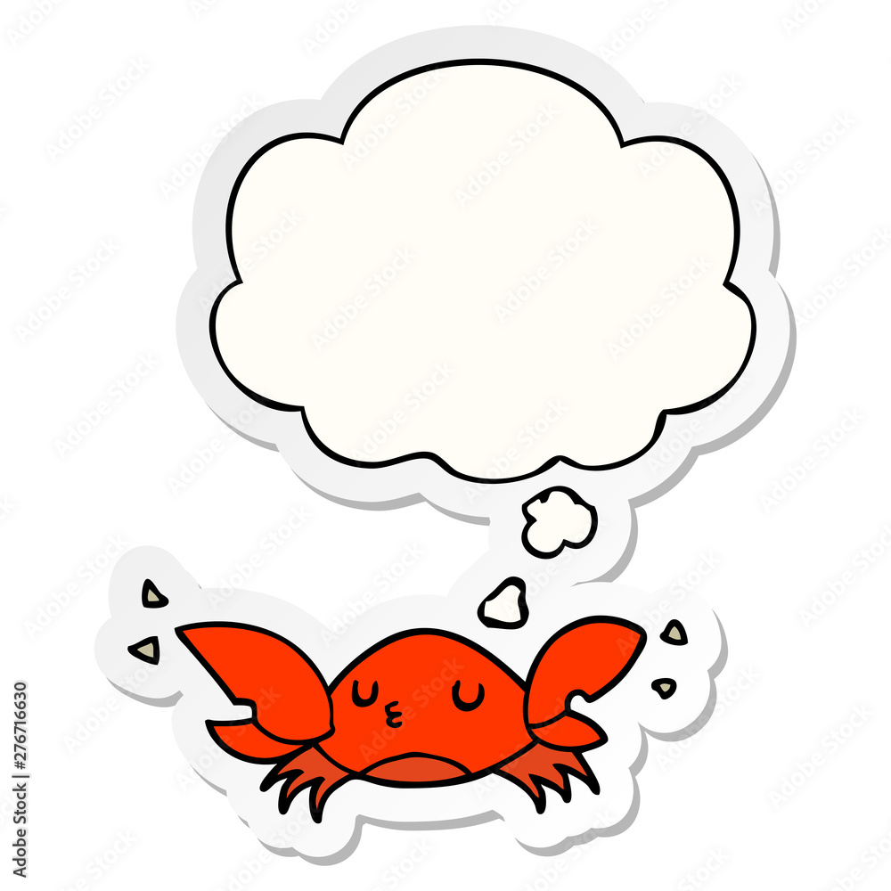 cartoon crab and thought bubble as a printed sticker cartoon crab and thought bubble as a printed sticker