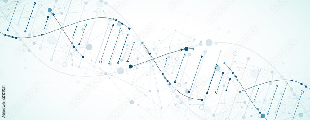 Science template, wallpaper or banner with a DNA molecules. Vector illustration