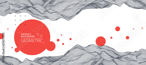 Abstract background with waves. 3D surface.