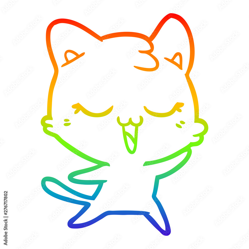 rainbow gradient line drawing happy cartoon cat rainbow gradient line drawing happy cartoon cat