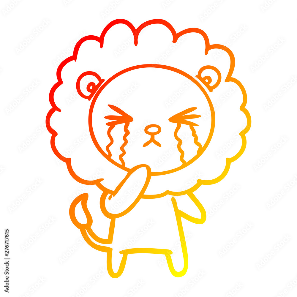 warm gradient line drawing cartoon crying lion warm gradient line drawing cartoon crying lion