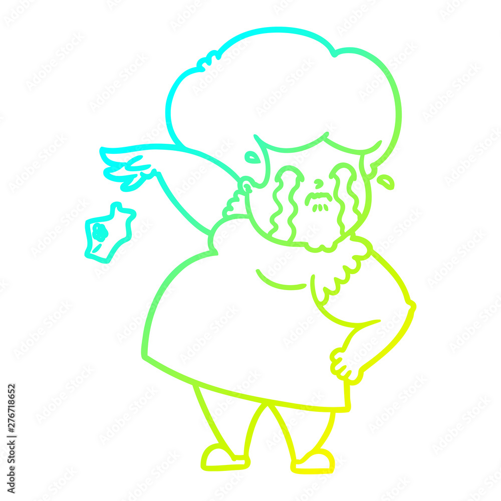 cold gradient line drawing cartoon crying woman dropping handkerchief cold gradient line drawing cartoon crying woman dropping handkerchief