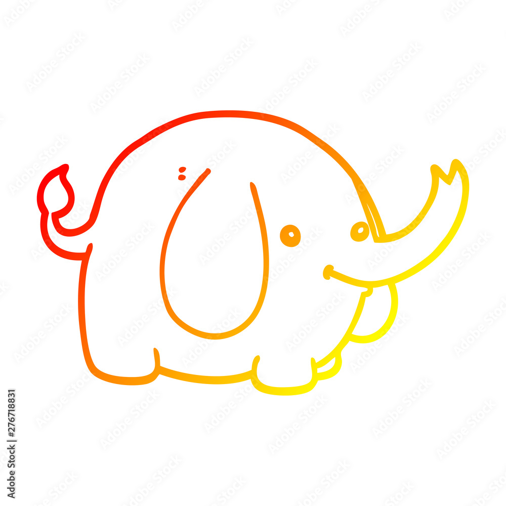 warm gradient line drawing cartoon elephant warm gradient line drawing cartoon elephant