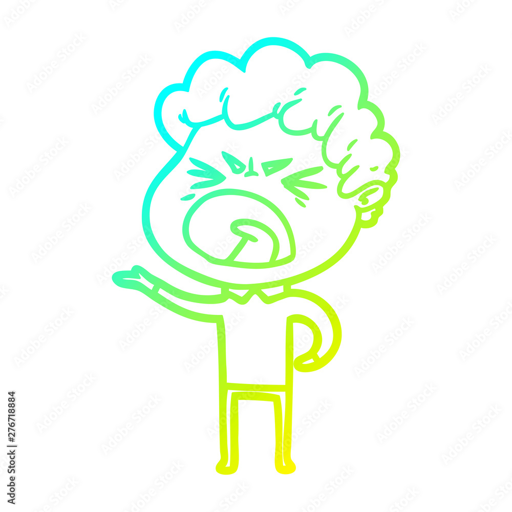 cold gradient line drawing cartoon furious man cold gradient line drawing cartoon furious man