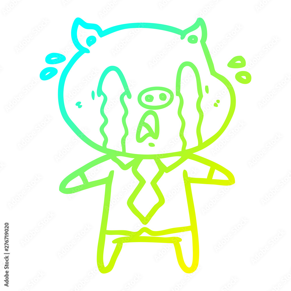 cold gradient line drawing crying pig cartoon wearing human clothes cold gradient line drawing crying pig cartoon wearing human clothes