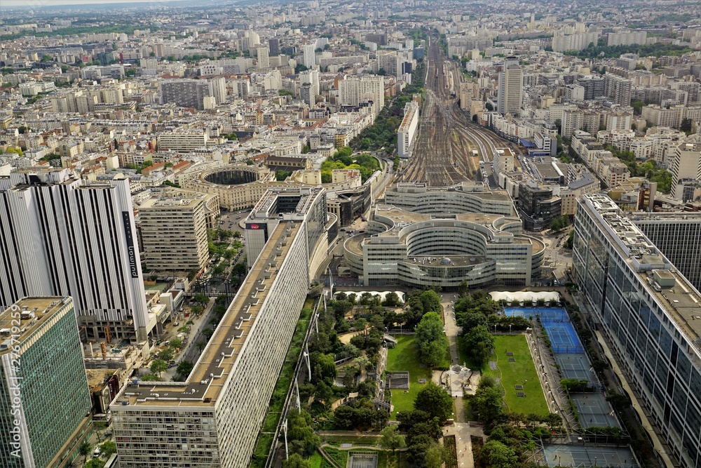 Panoramic sight of the famous Montparnasse railway station, Paris, France.