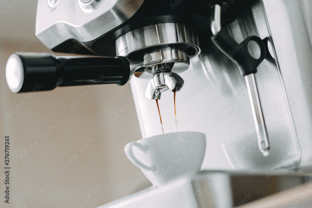 Process of making classic espresso in machine Process of making classic espresso in machine