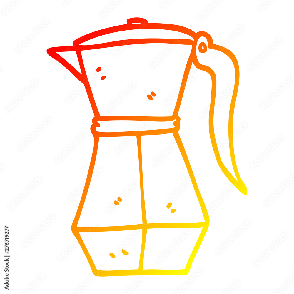 warm gradient line drawing cartoon stove top espresso maker warm gradient line drawing cartoon stove top espresso maker