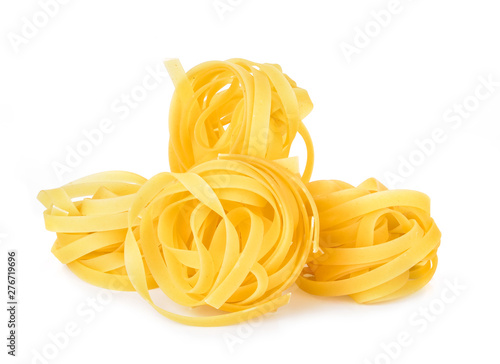 row dry nest pasta isolated on white background