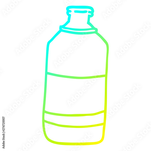 cold gradient line drawing cartoon water bottle