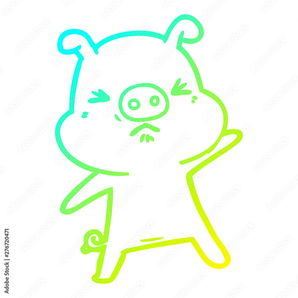 cold gradient line drawing cartoon angry pig cold gradient line drawing cartoon angry pig