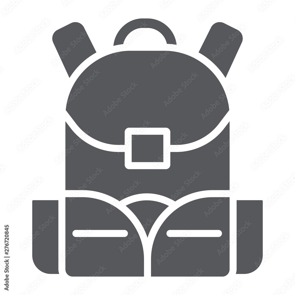 Obraz premium Schoolbag glyph icon, rucksack and bag, backpack sign, vector graphics, a solid pattern on a white background.