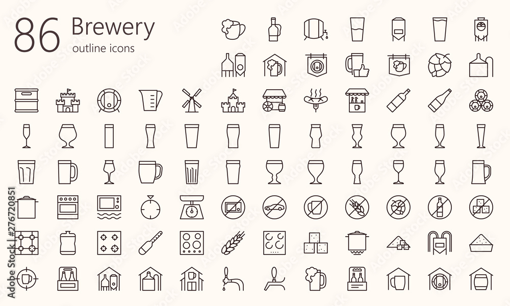 Brewery outline iconset. Was created with grids for pixel perfect (if use minimal icon size 128x128px )