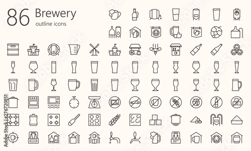 Canvas Print Brewery outline iconset