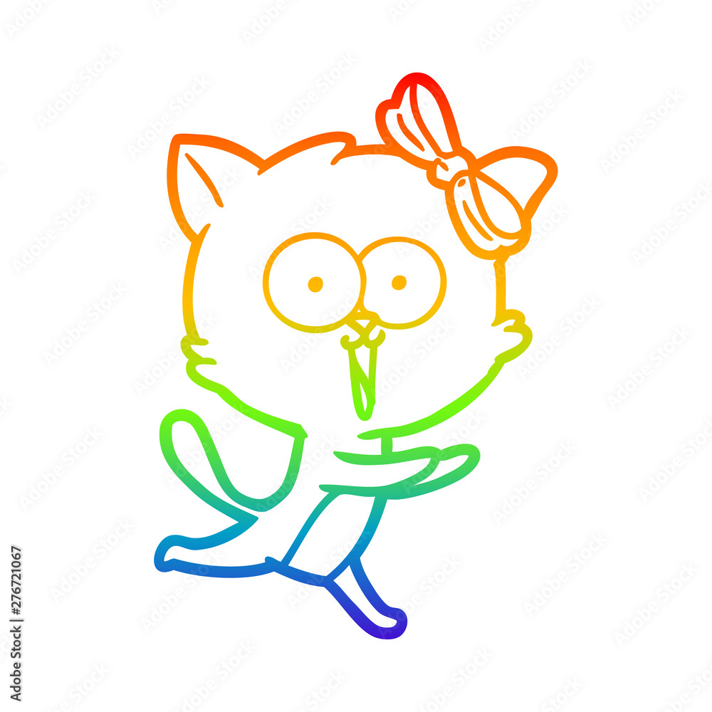 rainbow gradient line drawing cartoon cat rainbow gradient line drawing cartoon cat